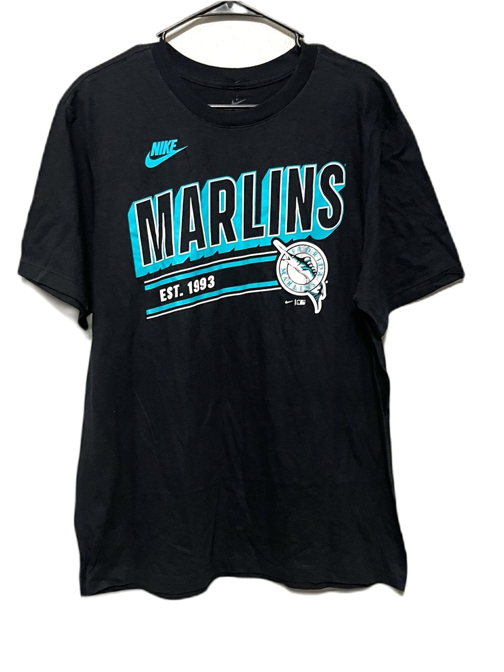 Nike The Nike Tee Miami Marlins Baseball T Shirt Black Graphics NWT Mens L
